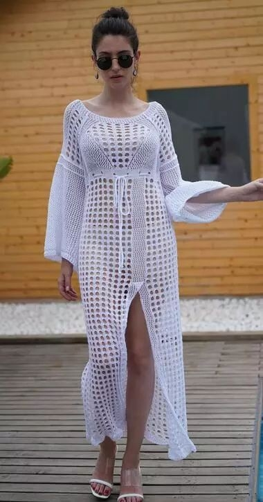 Kadın Yarasa Kol Triko Maxi Boy Pareo