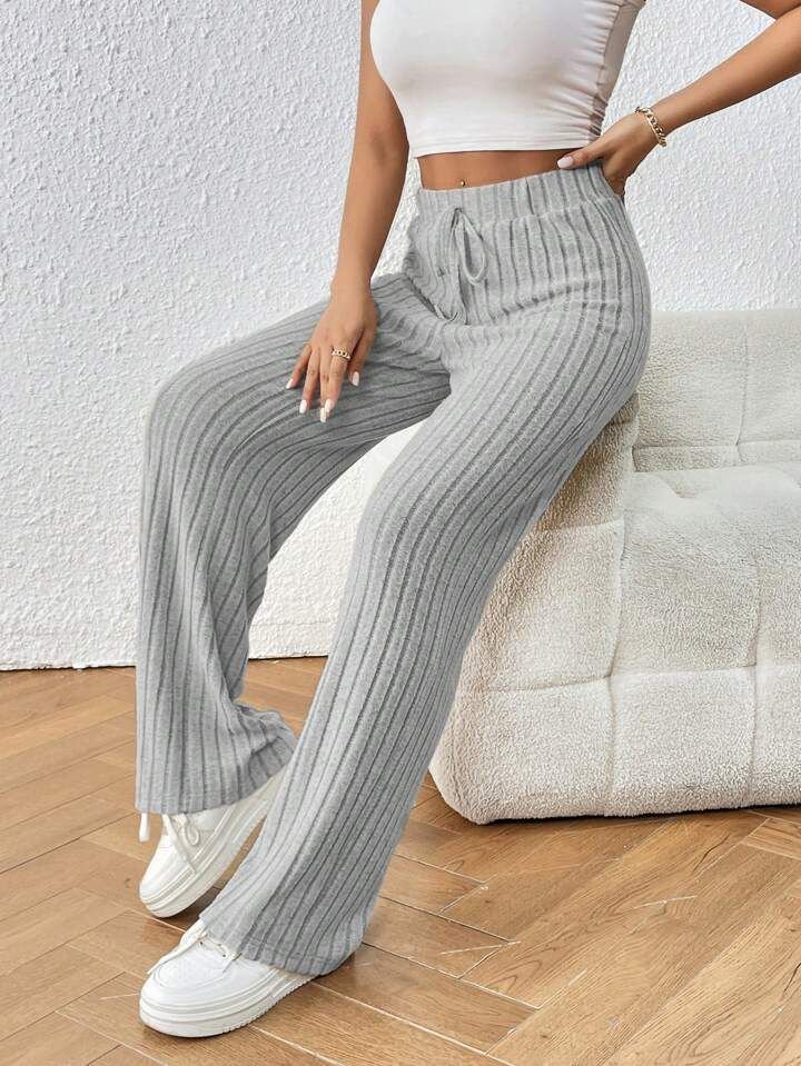 Kadın Hafif şardonlu Full Likralı Fitilli Kaşkorse Kumaş Bol Paça Pantolon