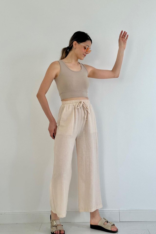 Siyah Keten Pantolon