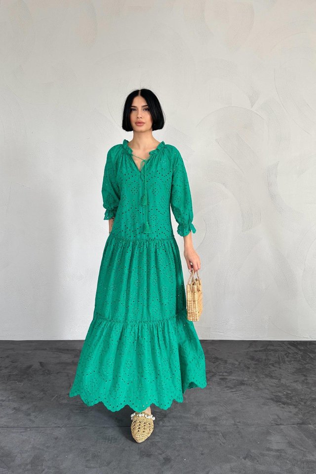Fuşya Dantelli New Elbise